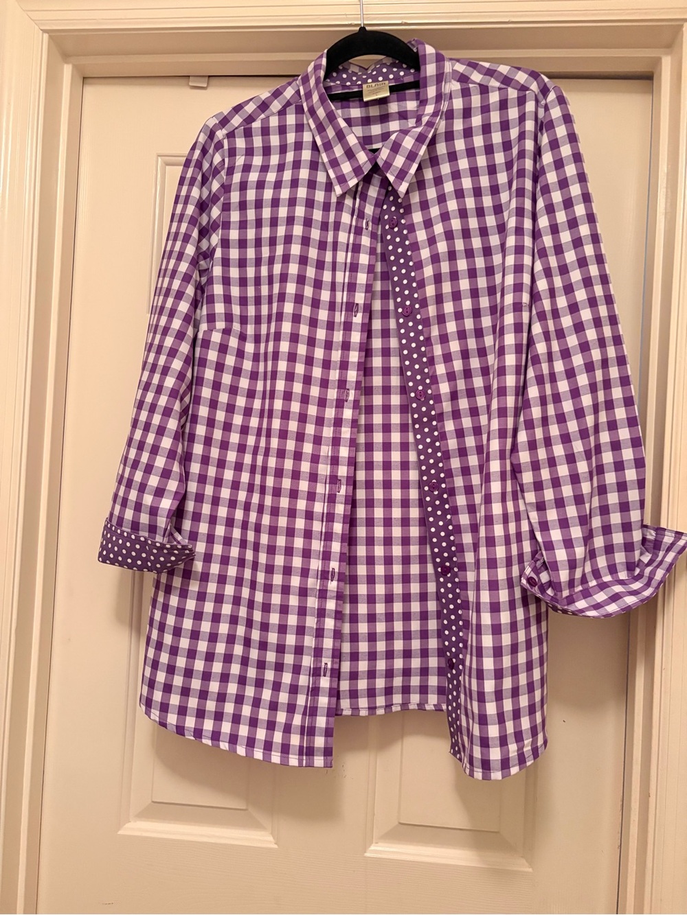 Women's Purple Gingham Button-Up Shirt